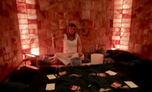 Lisa Cooper of Harmonious Healing Doing a Sound Bath in a Salt Cave